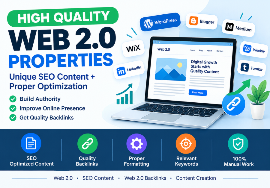 I will create high quality Web 2.0 properties with unique SEO content
