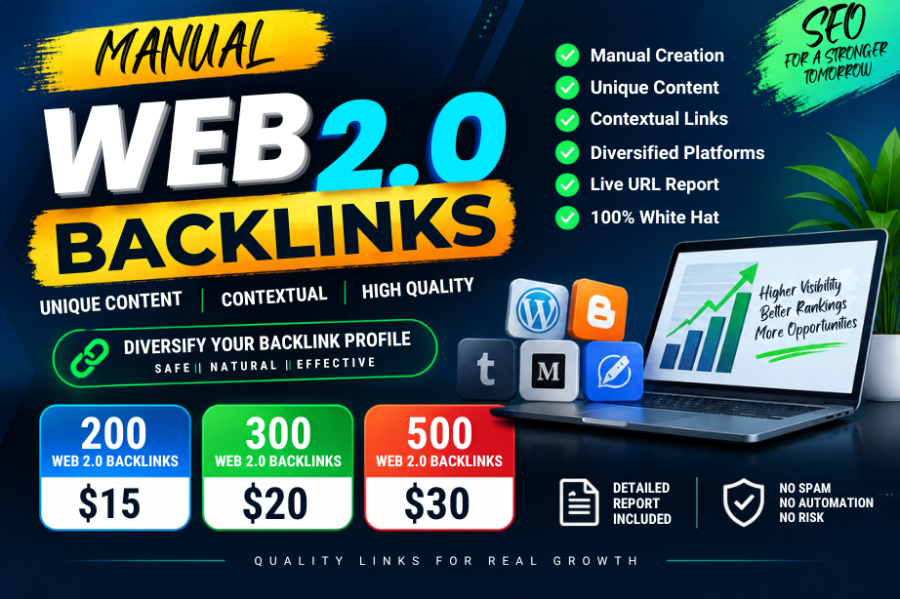I will build manual Web 2.0 backlinks with unique contextual content
