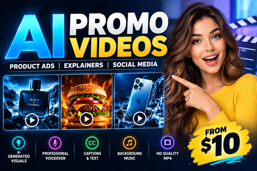 I will create professional AI promo videos, product ads and explainer videos