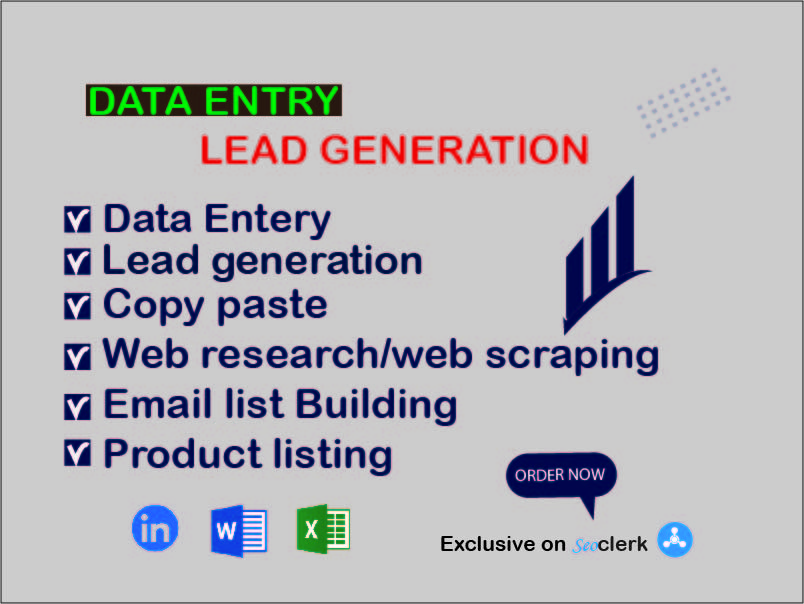 I will be your virtual assistant for data entry, Scrapping, copy paste, typing and web research