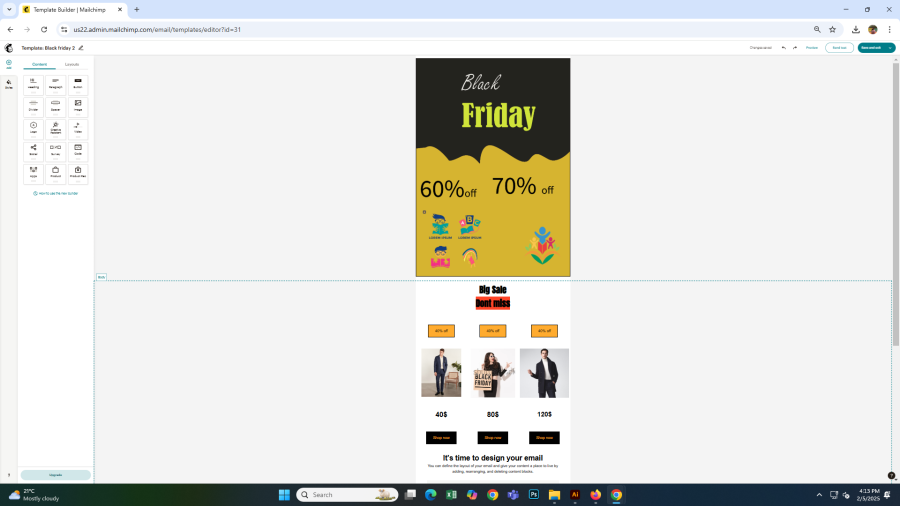 I will establish your brevo, sendgrid mailchimp, or any email template design