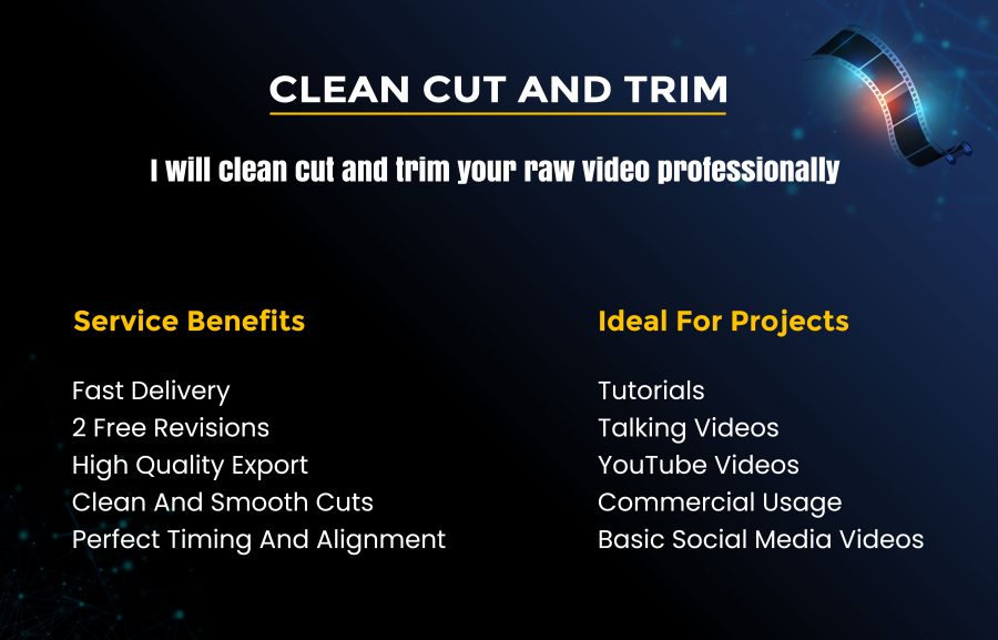 I will clean cut and trim your raw video professionally
