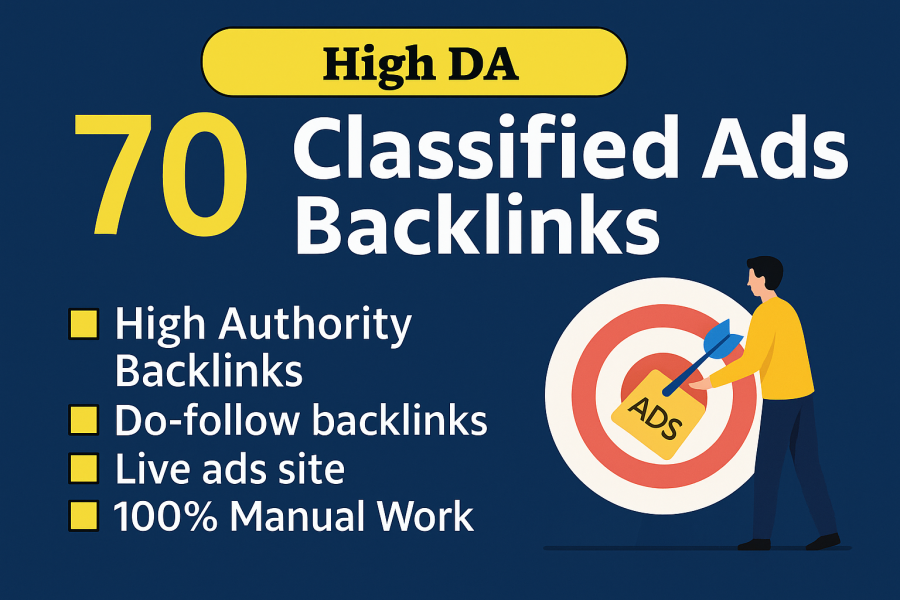 I will do 70 classified ads Backlinks on top classified ad websites for any countries