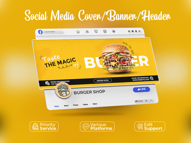 I'll create a professional&nbsp;social media header or cover for YouTube, Facebook, and other platforms.