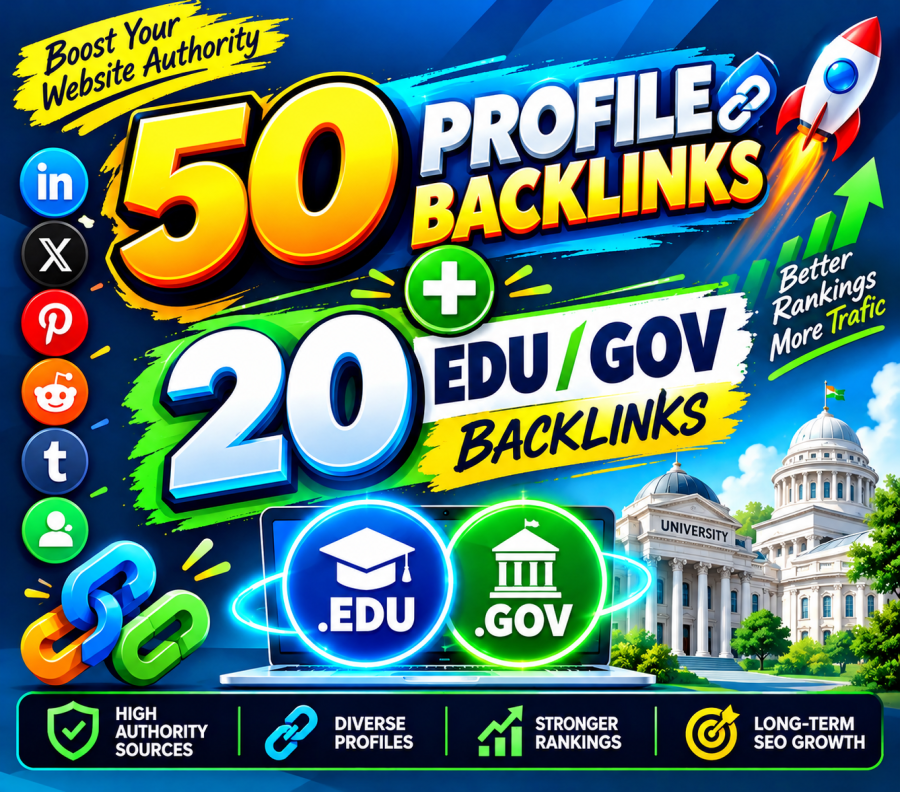 rank powerful 70 profile backlinks 50 + PR9 and 20 + EDU/GOV for better website ranking