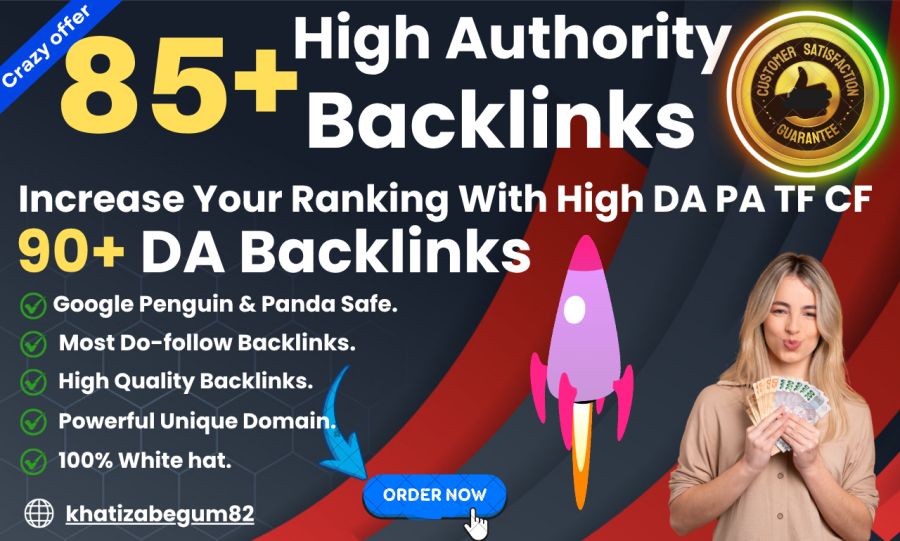 20 High Quality Backlinks from DA 90+ Domains-100% Manual &White-Hat SEO