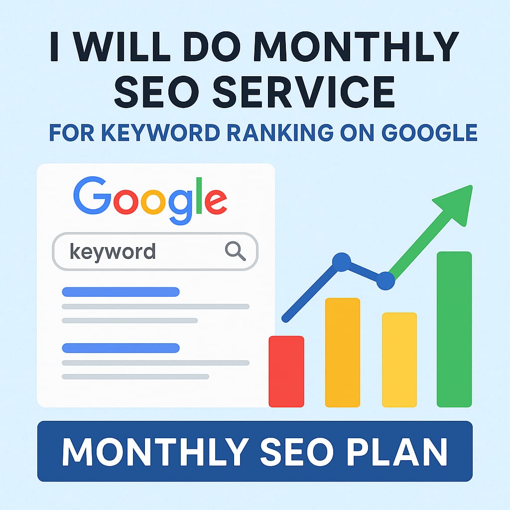  Monthly (20 days) SEO service ON and OFF page and Link building for keyword ranking 