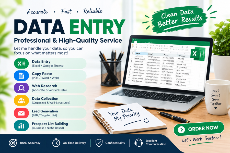 I Will Do Fast and Accurate Data Entry, Copy Paste and Web Research in 24 hours $5 