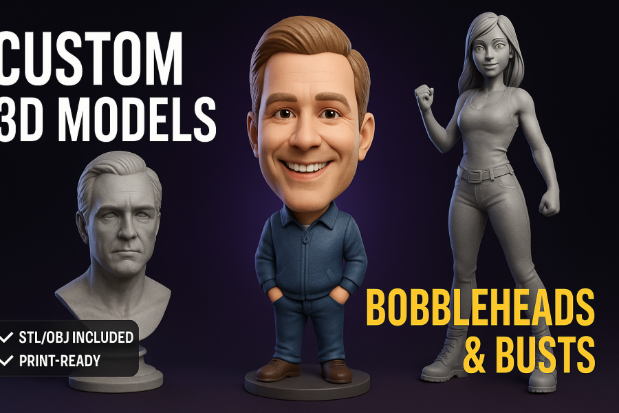 i will sculpt 3d boobled head, 3d bust model, 3d face and 3d full body model for 3d printing 