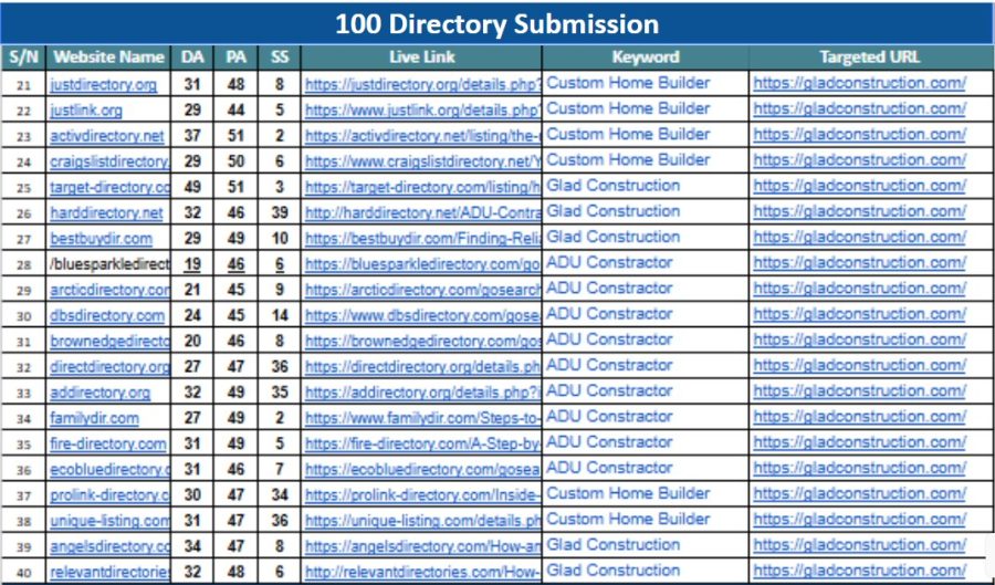 I will build 60 manual directory submission backlinks for SEO Backlinks