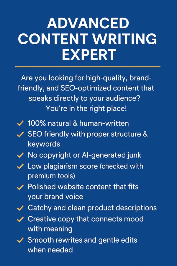 I will write SEO optimized, plagiarism-free website and product content
