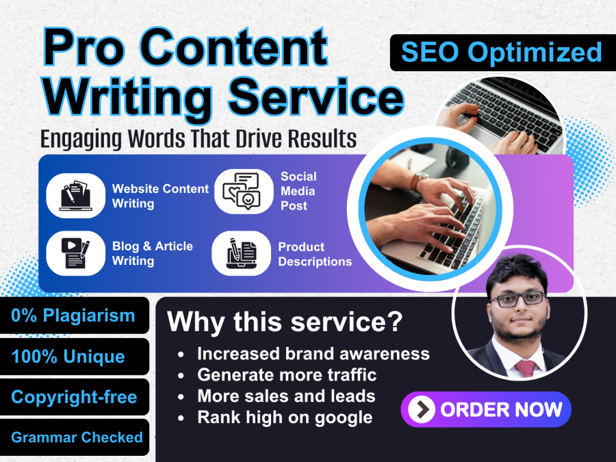 I will Write Plagiarism-Free & Unique 2000 Words SEO Optimized Blog Post and Content for Website