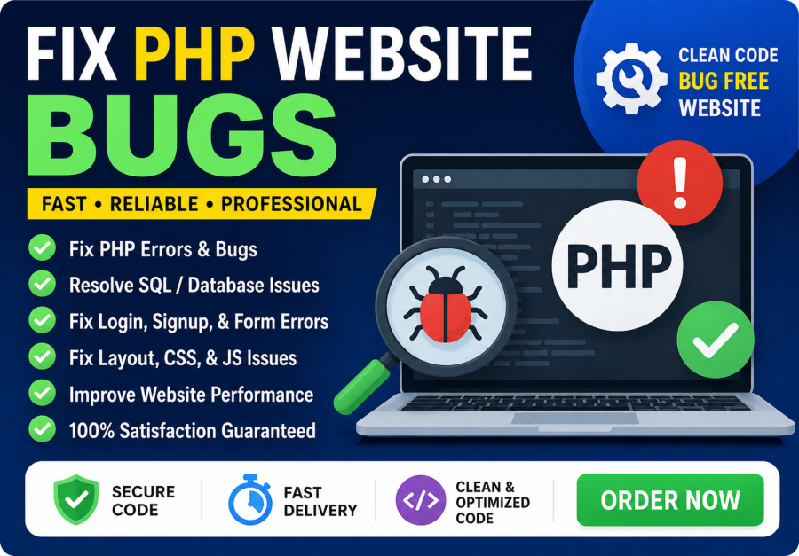 I Will Fix PHP Website Bugs, Errors & Database Issues Fast