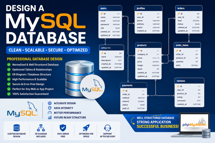 I Will Design a Professional MySQL Database for Your Website