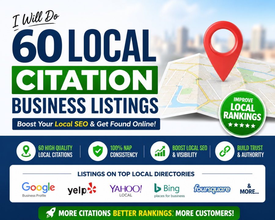 I will do 60 local citation business listings for your business