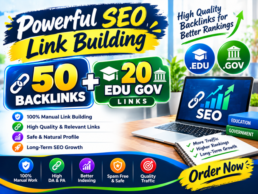 50 High-Quality Backlinks + 20 EDU/GOV Links for Your Website