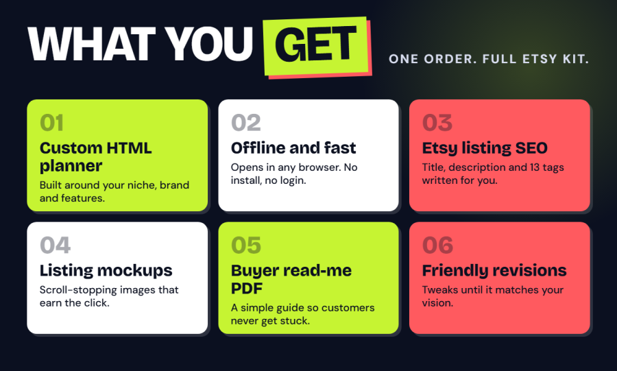 I will create an offline HTML digital planner to sell on Etsy