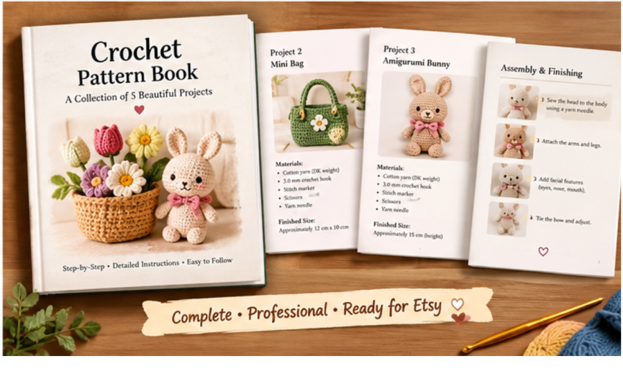 I will create custom crochet patterns for your Etsy digital products