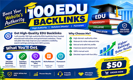 Provide 100 High Quality EDU Website Placements