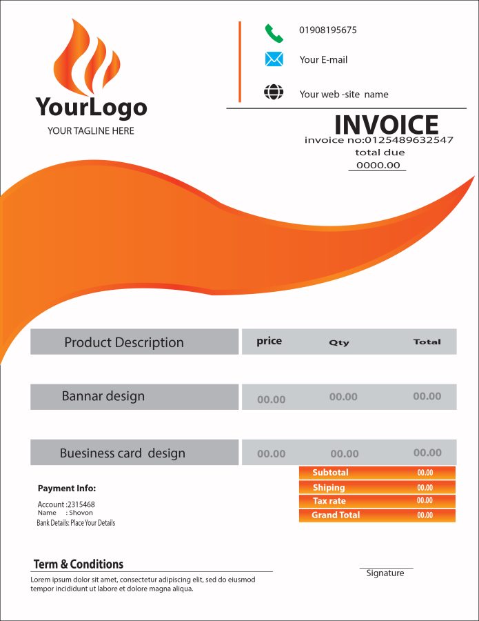 I Will Design a Professional and Custom Invoice Template