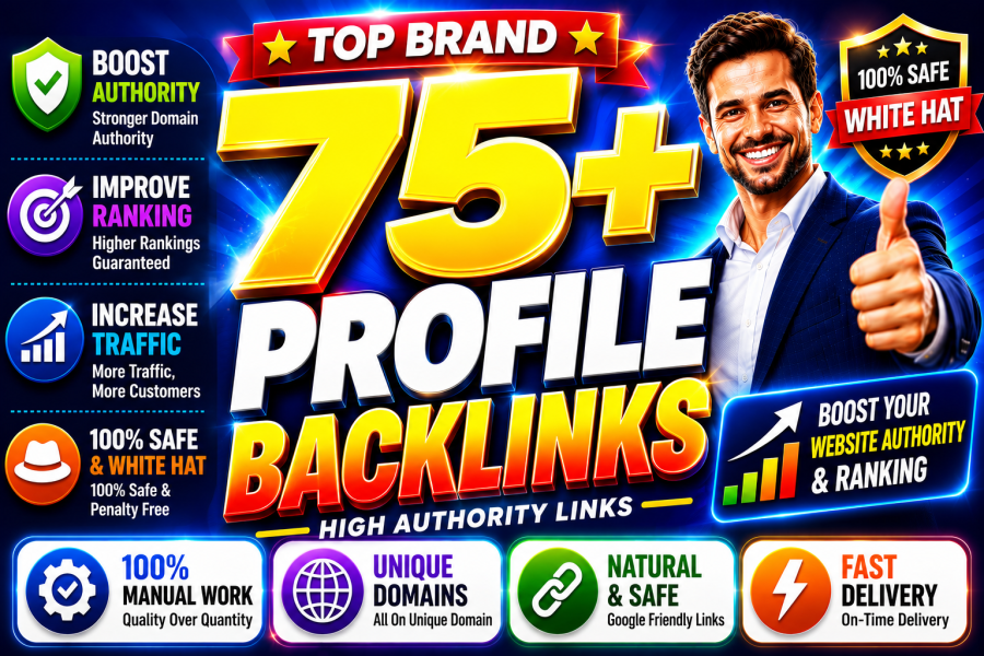 Exclusive 75 Premium Profile Backlinks High DA 70 to 80 Plus Manually Safe SEO Increase Google rank