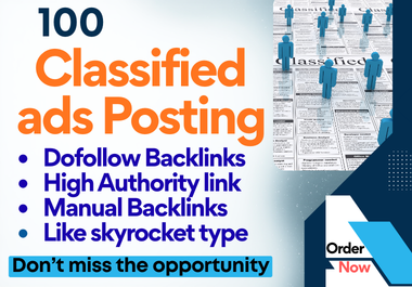 Get 100 Classified ads Posting backlinks with high authority like skyrocket type