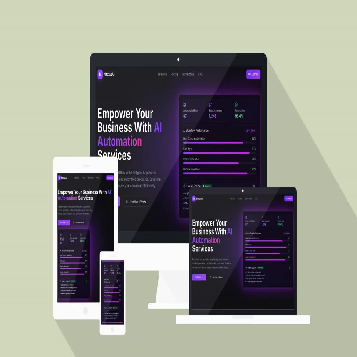I will create a stunning modern website with clean UI and animations