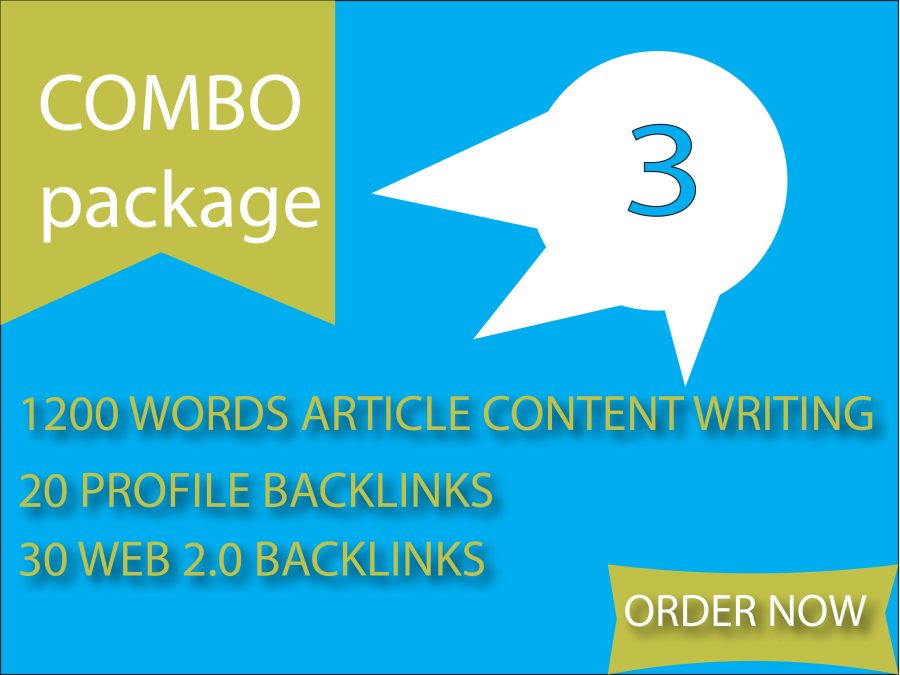 COMBO Package 3 service content writing, profile backlinks, web2.0 