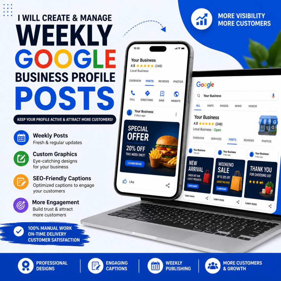 I will create and manage weekly Google Business Profile posts