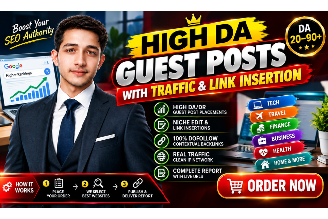 I Will Provide High DA Guest Posts with Traffic and Link Insertion