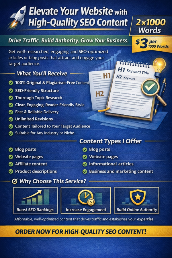 Elevate Your Website with High-Quality SEO Content (2 x 1000 Words)