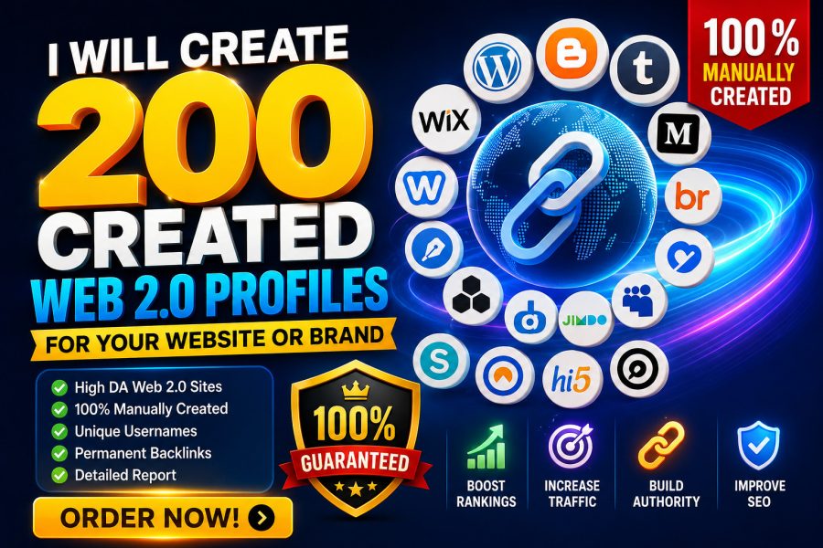 I Will Create 200 Created Web 2.0 Profiles for Your Website or Brand