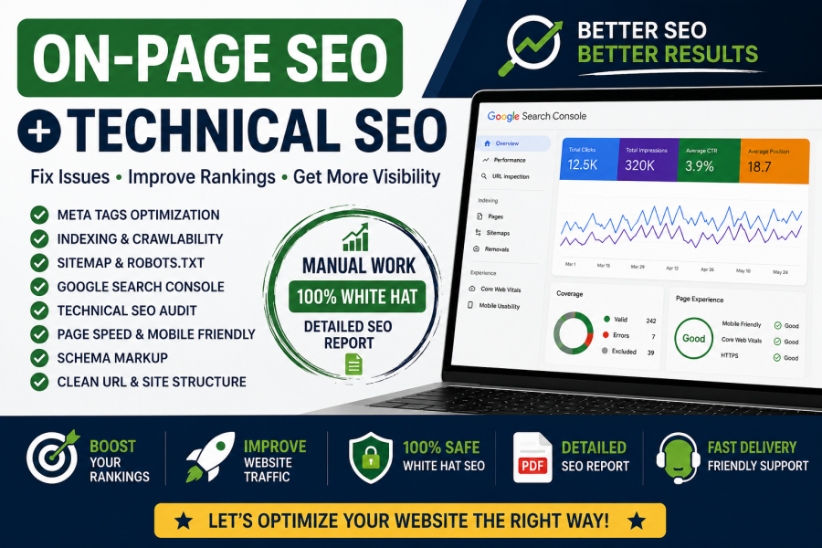 I will fix 3 page On-page SEO and Technical SEO issues for better Google visibility