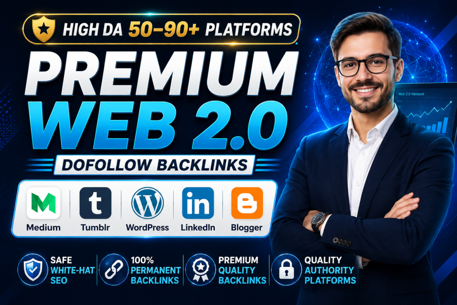Build Powerful 30+ Unique Web 2.0 Backlinks Backlinks on High DA 50 to 90+ SItes