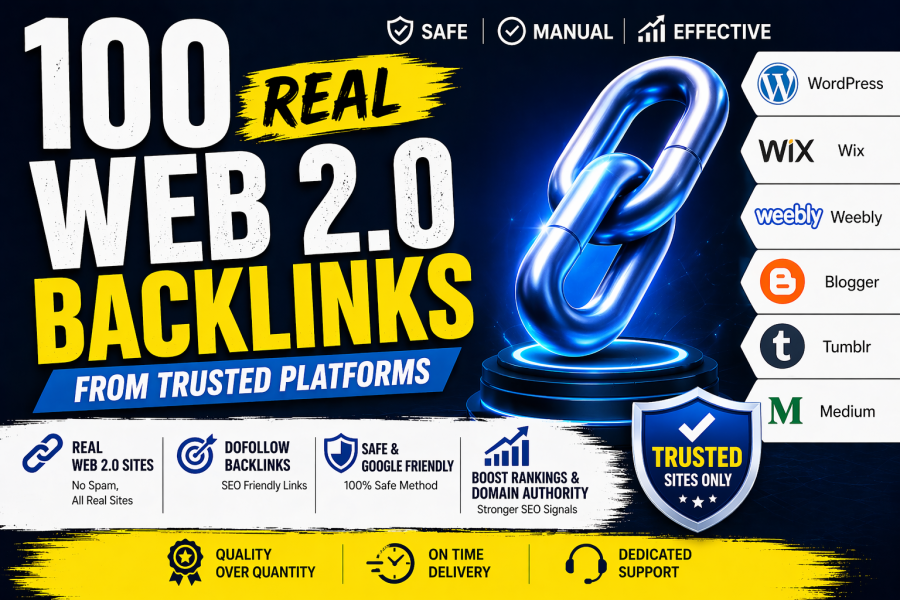 100 Real Web 2.0 Backlinks from Trusted Platforms