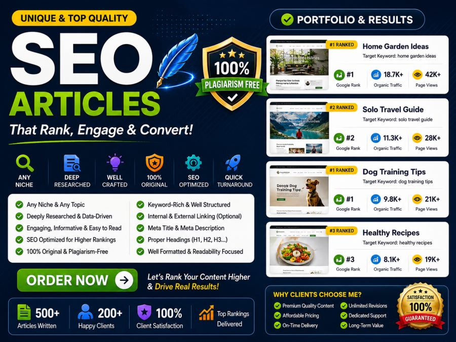 I Will Write 1000 Word Search-Optimized, Plagiarism-Free Website Articles