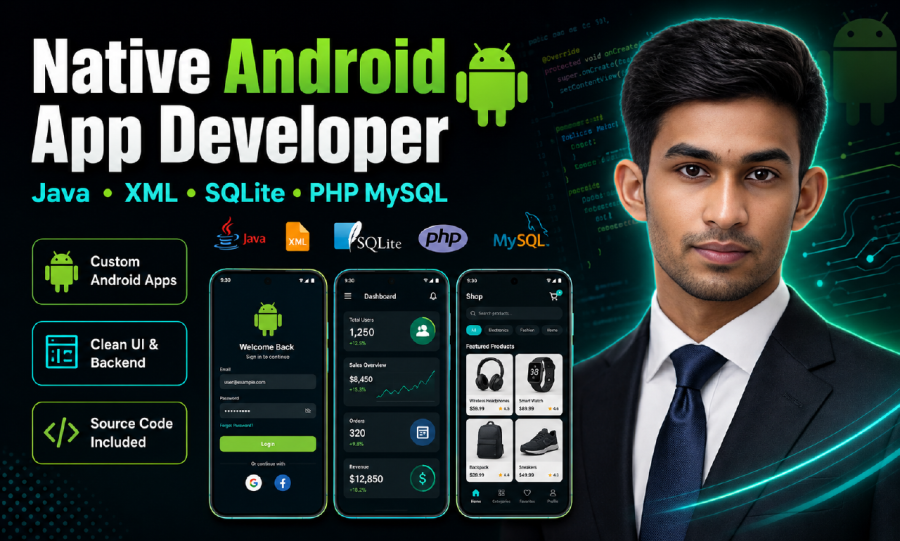 I will develop a native android app with java xml sqlite and php mysql
