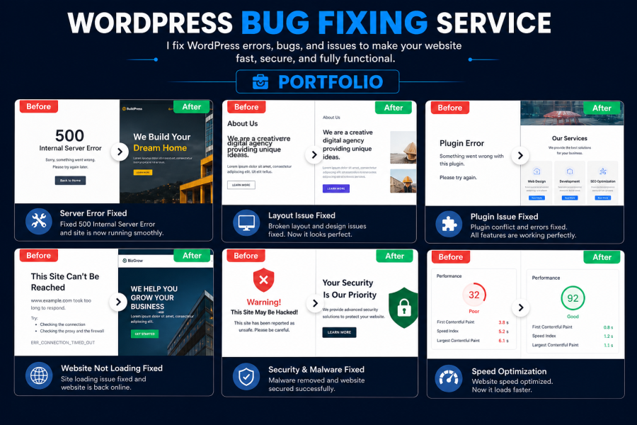 I will fix WordPress bugs, errors, and issues quickly and professionally.