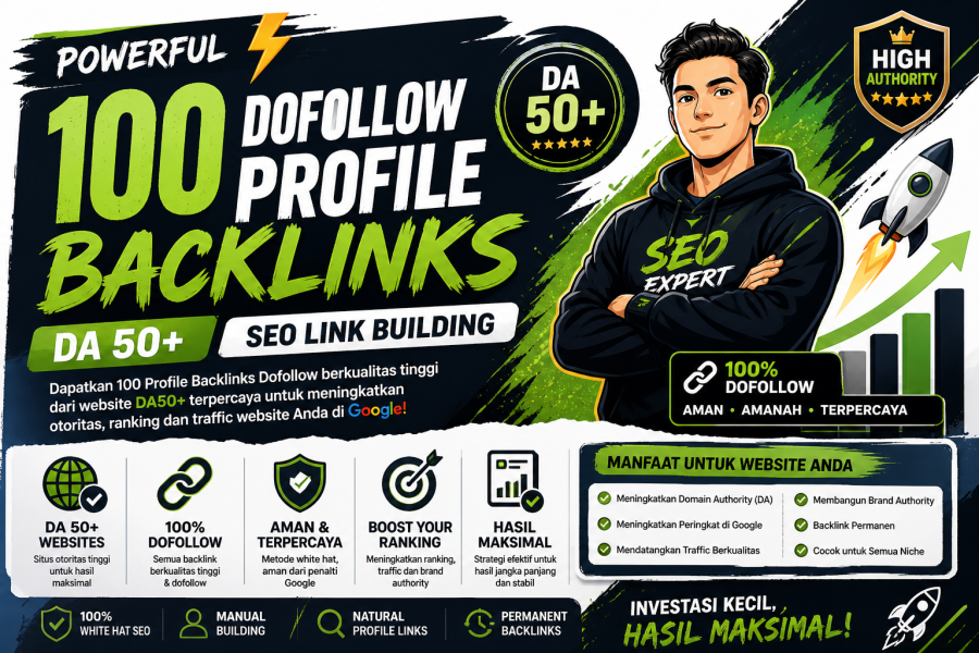 100 DA50+ Dofollow Profile Backlinks | Build Authority, Trust & Ranking Power