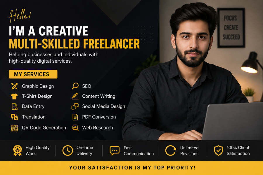 I Will Provide Professional Graphic Design, Data Entry, SEO, Translation & Content Writing Services