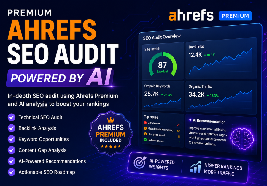 I will do a premium Ahrefs SEO audit with AI-powered recommendations