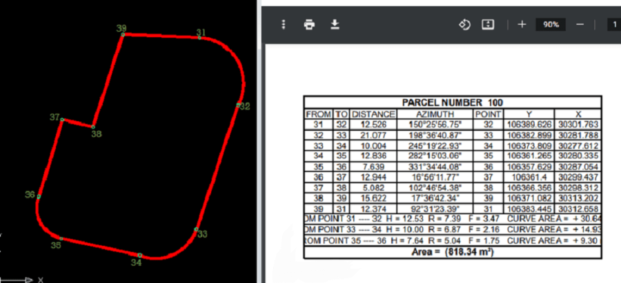Professional Land Survey Report from AutoCAD Drawing