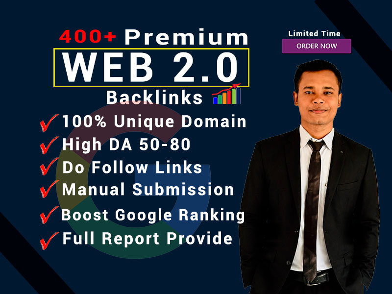 Manually 400 seo backlinks with high authority da 