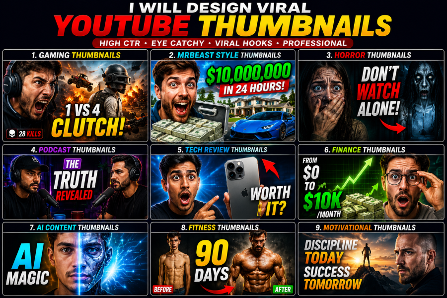 I will design viral CTR thumbnails