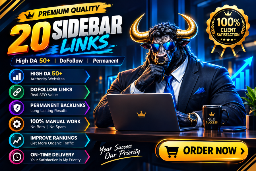 I Will Build 20 High Authority Sidebar Backlinks DA50+ Manually for SEO