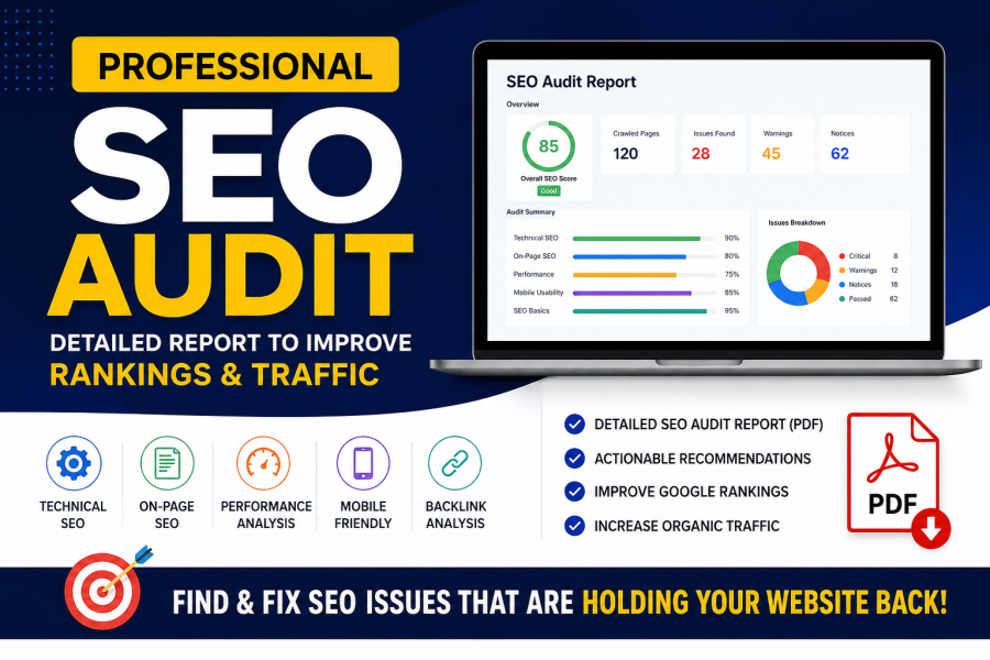 I will perform a professional SEO audit and provide an actionable report