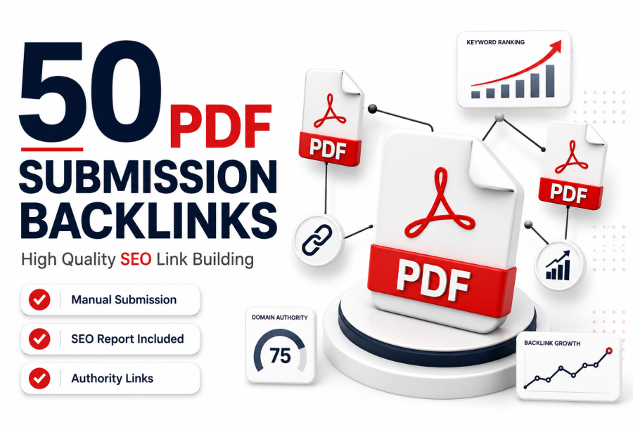 I will build 50 PDF submission backlinks to improve SEO and website ranking