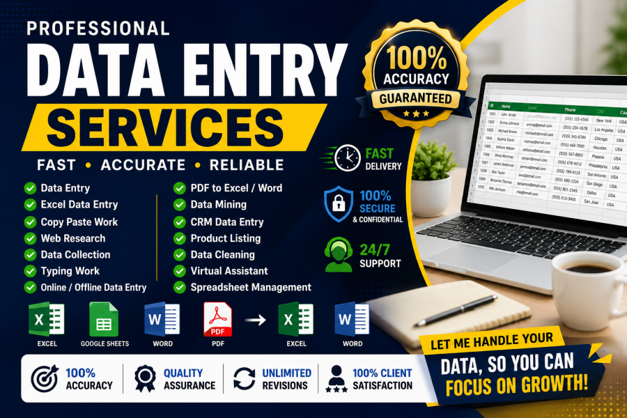 I will be your virtual assistant for data entry, web research and data mining