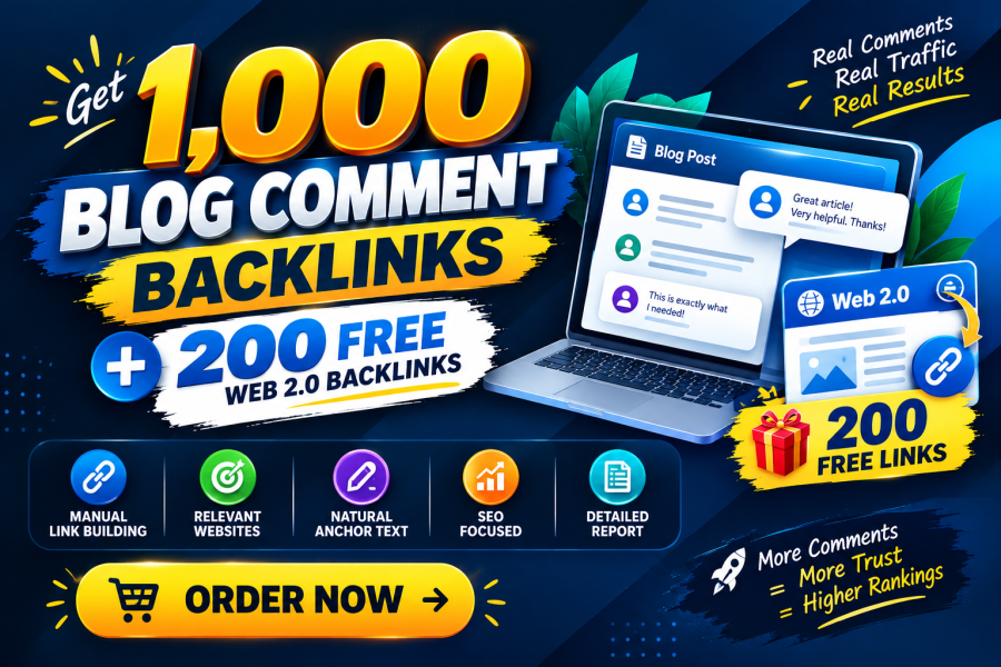 I Will Build 1000 Blog Comment Backlinks and Give You 200 Web 2.0 Backlinks FREE
