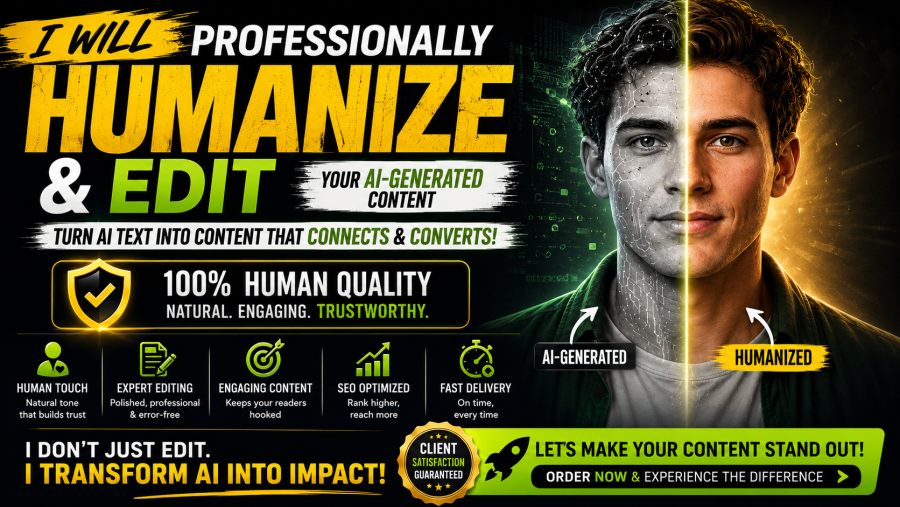I will professionally humanize and edit your AI-generated content.